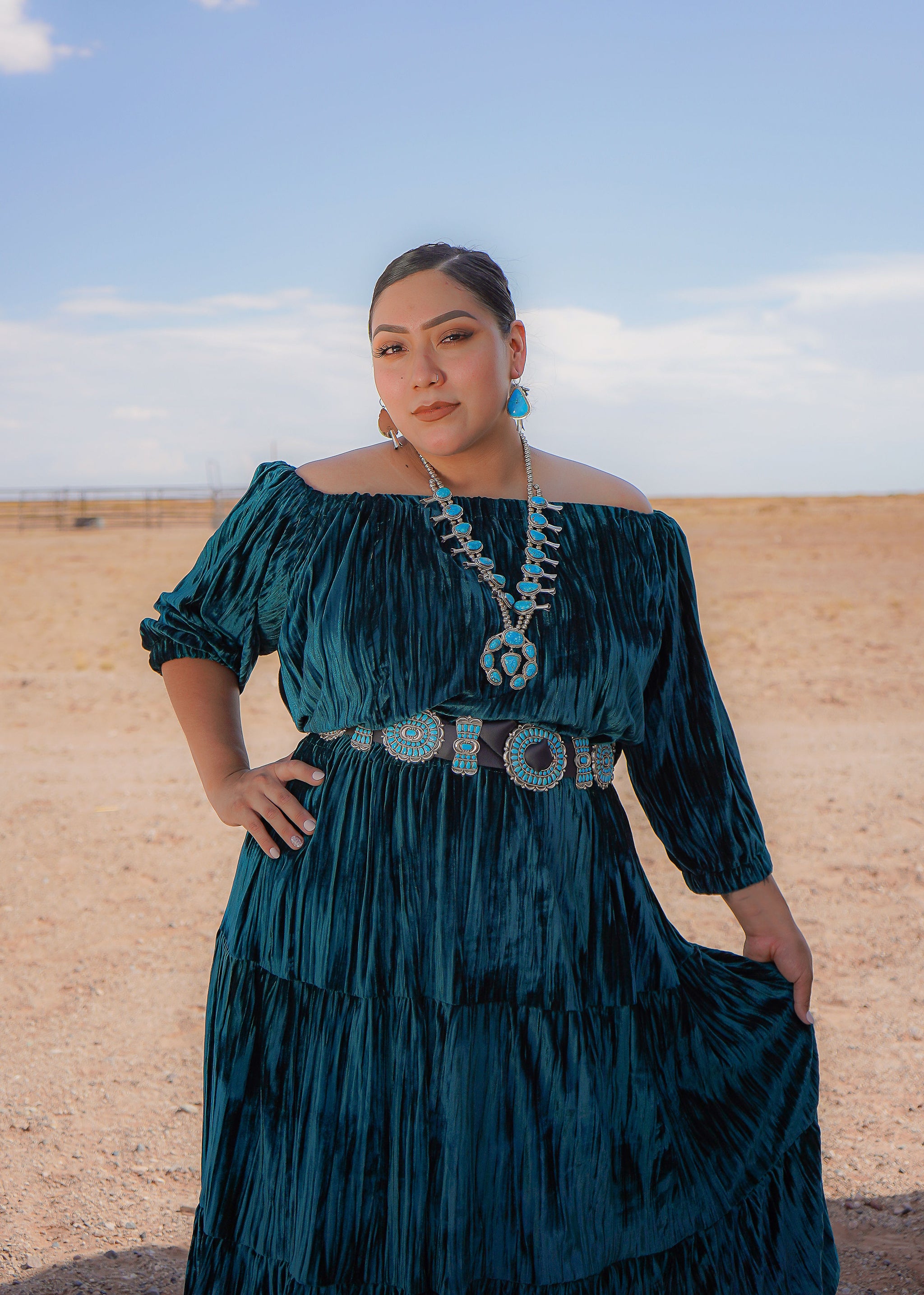 modern navajo dresses Off the Shoulder Round Neck 2 Piece Outfit